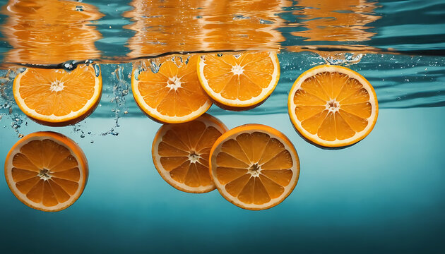 Slices of an orange in water with beautiful water background
By Zaid