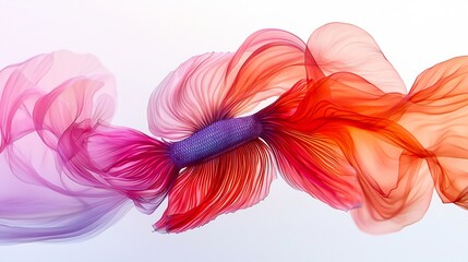 Fototapeta premium Colorful betta fish swimming gracefully fins flowing set against a white background
