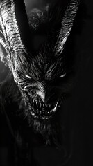 Dark Fantasy Demon: Monochrome Horror Creature