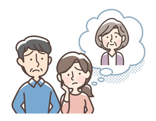 おばあさんの心配をする男女