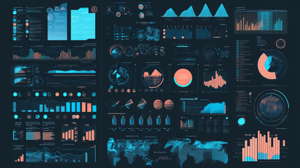 futuristic sci-fi hud interface with interactive neon data visualization and cyberpunk ui elements featuring advanced analytics and abstract data charts in a digital dashboard