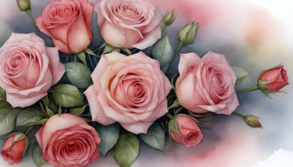 Naklejka premium Watercolor Rose Poetry
