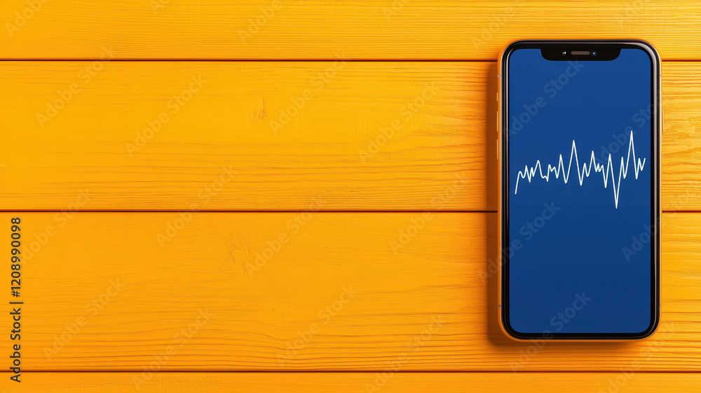 Poster smartphone displaying health tracker app on vibrant background