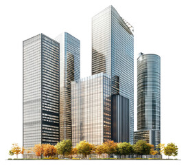 Fototapeta premium PNG Group of Asian buildings architecture skyscrapers cityscape.