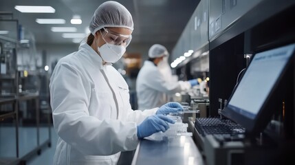 Laboratory technician conducting experiments research facility scientific analysis controlled environment close-up view innovation in science
