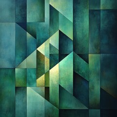 Abstract Geometric Background Design in Shades of Blue and Green with Modern Layered Triangle Shapes for Digital Art and Business Presentation