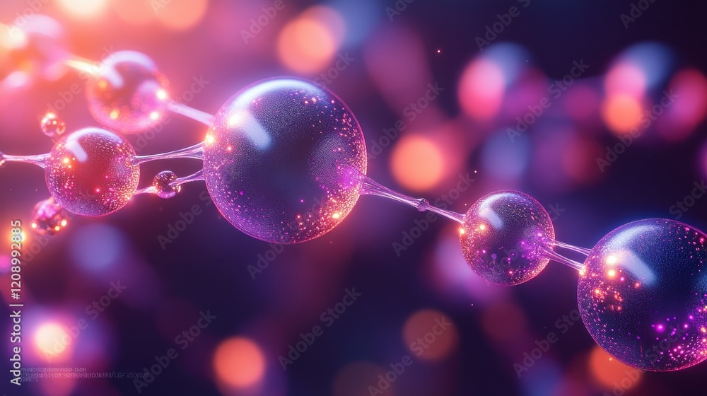 Aufkleber futuristic molecular structure with vibrant colors and glowing nodes in abstract style