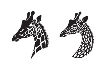 Giraffe head silhouette vector and icon design