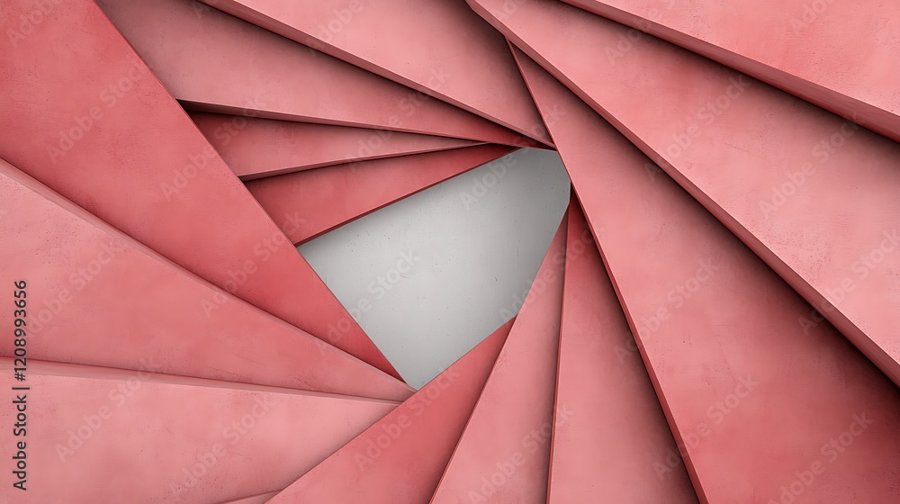 Aufkleber abstract design featuring layered red triangles creating a spiral effect, leading to a light center.
