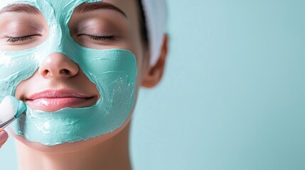 Woman applying face mask, spa treatment, skincare routine,  relaxing, beauty