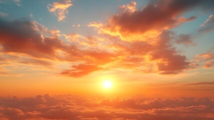 Fototapeta premium Golden Sunset Above a Sea of Clouds