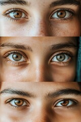 Naklejka premium A close-up of faces with serious and thoughtful expressions. The background is softl, Generative AI