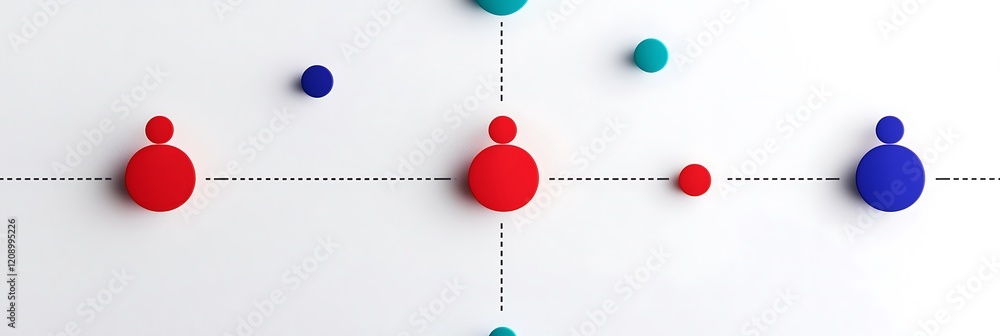Poster a colorful abstract representation featuring circles of varying sizes and colors, arranged in a line