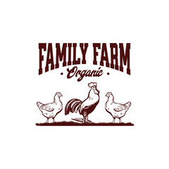 Chicken Family Farm Organic Logo Vector