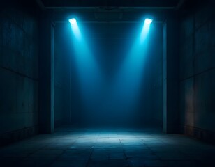 Moody Blue Lit Corridor Stock Photo Background Image