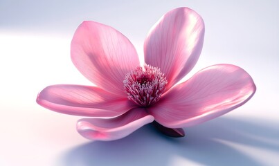 Obraz premium Pink magnolia blossom, studio shot, white background, floral design