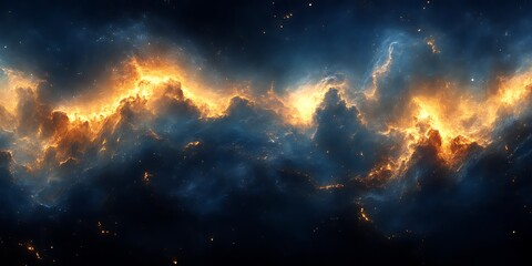 Naklejka premium Fiery Nebula in Deep Space.