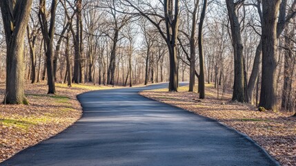 Fototapeta premium Serene Winding Road Through a Wintery Forest