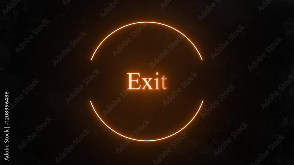 Aufkleber exit sign in neon glow: a glowing neon 