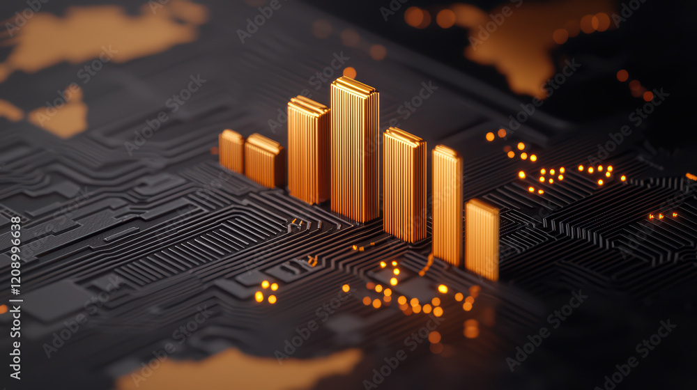 Poster engaging visualization of data chart on circuit board background