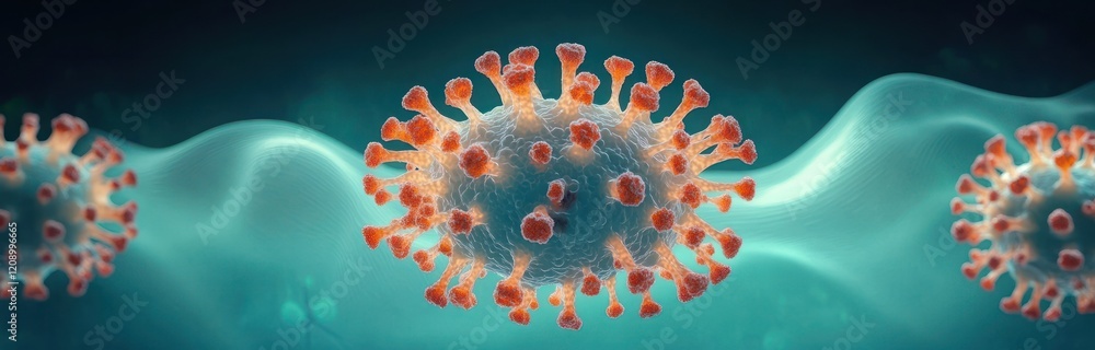 Poster microscopic view of coronavirus sars flu virus with text space for graphic resources