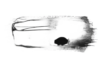 Wide, textured black paintbrush stroke with rough edges, isolated on a white background