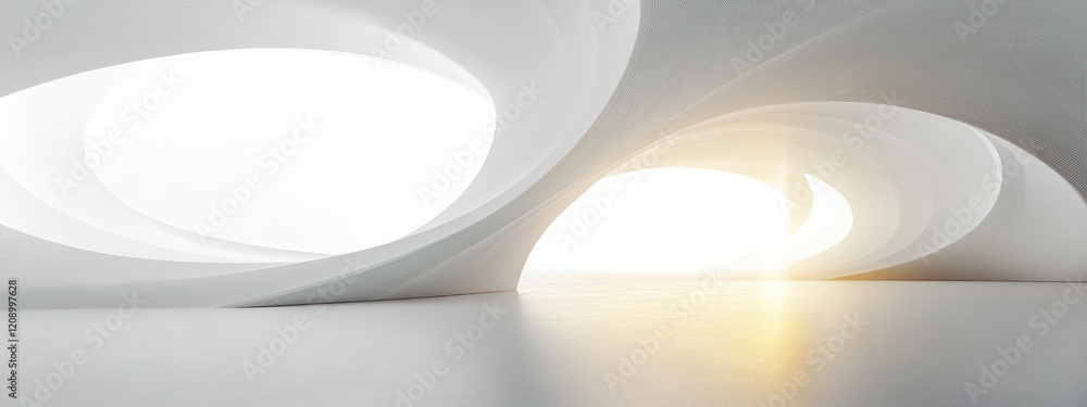 Poster minimalist architectural design with curves and lines soft lighting background
