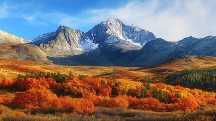 Majestic Mountain Peak With Autumnal Foliage