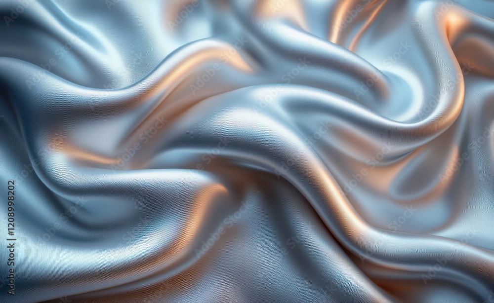 Aufkleber elegant silver satin draped fabric with folds and shadows on luxurious white background