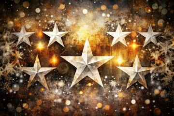 Abstract Grunge Star Bokeh: Chaotic White Stars, Black Dots, Textured Background
