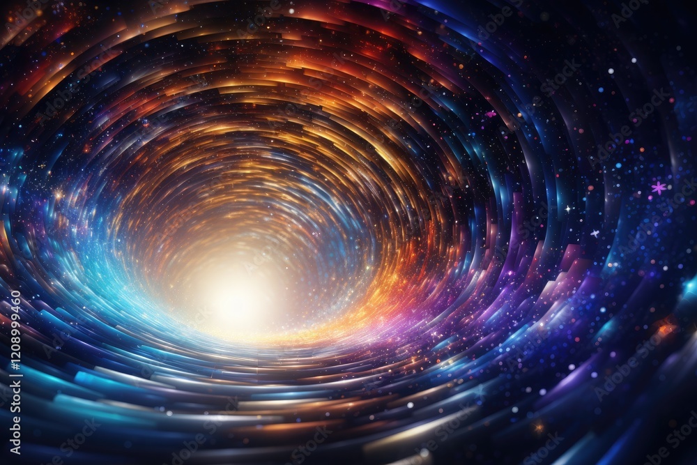 Poster an intricate abstract vortex background showcasing vibrant colors and radiant light spiraling inward