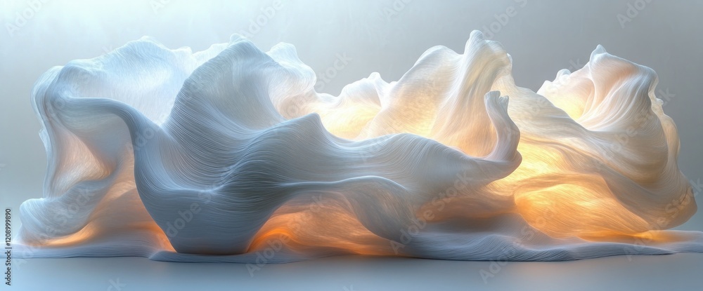 Aufkleber Abstract White Swirl Pattern Textured Background with Soft Gray Fluid Lines and Ethereal Modern Design