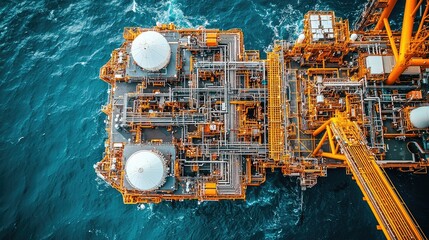 Aerial View of Offshore Oil Platform Structure