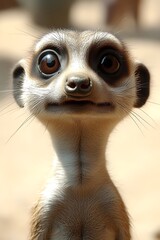 Fototapeta premium Cute meerkat portrait, curious expression.