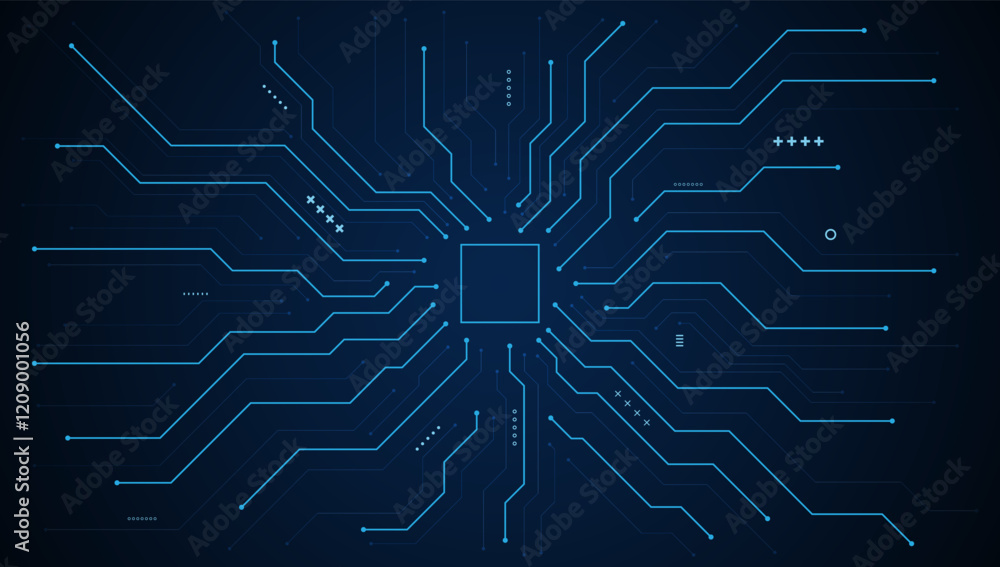 Poster circuit board. technology background. central computer processors cpu concept. motherboard digital c