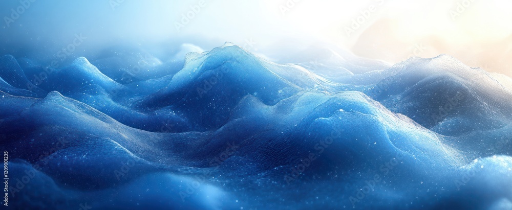 Poster serene abstract blue gradient background with hazy white top and dark grunge bottom texture