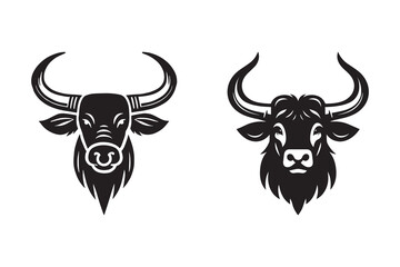 Ox head silhouette and vector icon
