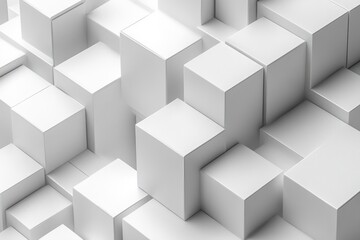 Obraz premium Minimalist 3D White Cube Composition High Contrast Lighting Geometric Patterns Modern Architecture
