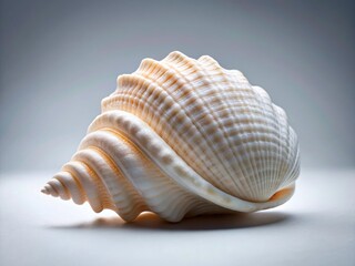 Obraz premium Smooth White Seashell, Minimalist Seashell Photography, Single Seashell Background, Elegant Shell Image, Beach Shell Product Photo