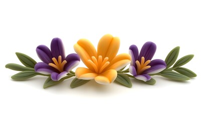 Fototapeta premium Polymer clay floral arrangement, isolated, spring, craft, decoration, white background, website design, greeting card