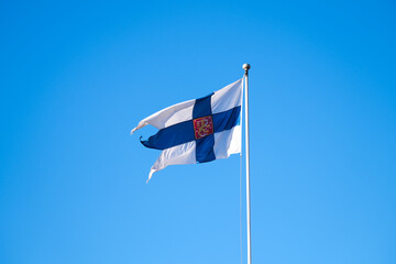 Finnish flag with the coat of arms