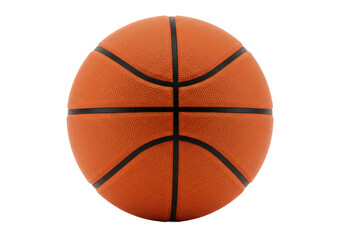 Fototapeta premium Textured orange basketball with black lines, isolated on a white background