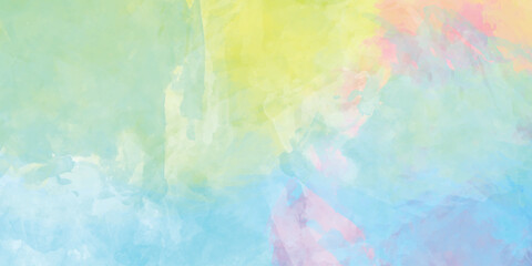 Watercolor background in blue pink and green colors, vector art for cards, flyer, poster, banner and cover design. 