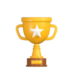 3D achievement yellow trophy cup with star 