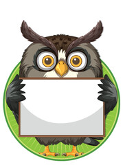 Wise Owl Holding Blank Sign
