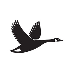 a minimalist design of a flying goose silhouette vector illustration