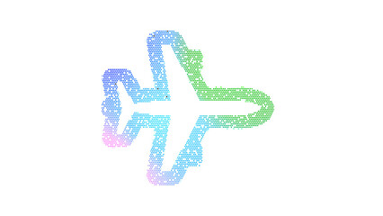 Icon plane is made up of LED square shapes. There are bright diodes and there are black dead diodes