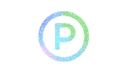 Icon parking circle is made up of LED square shapes. There are bright diodes and there are black dead diodes