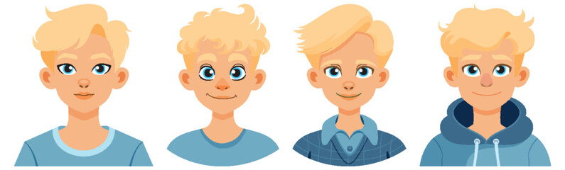 Blonde Boys Vector Illustration