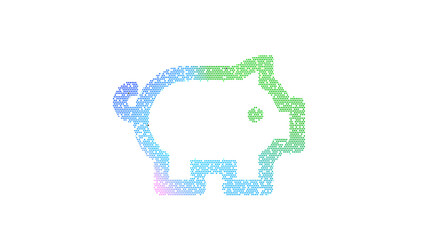 Icon pig is made up of LED square shapes. There are bright diodes and there are black dead diodes